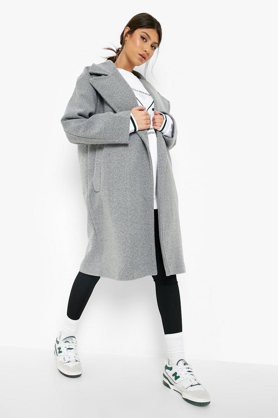 Grey Cocoon Oversized Wool Look Coat image number 1