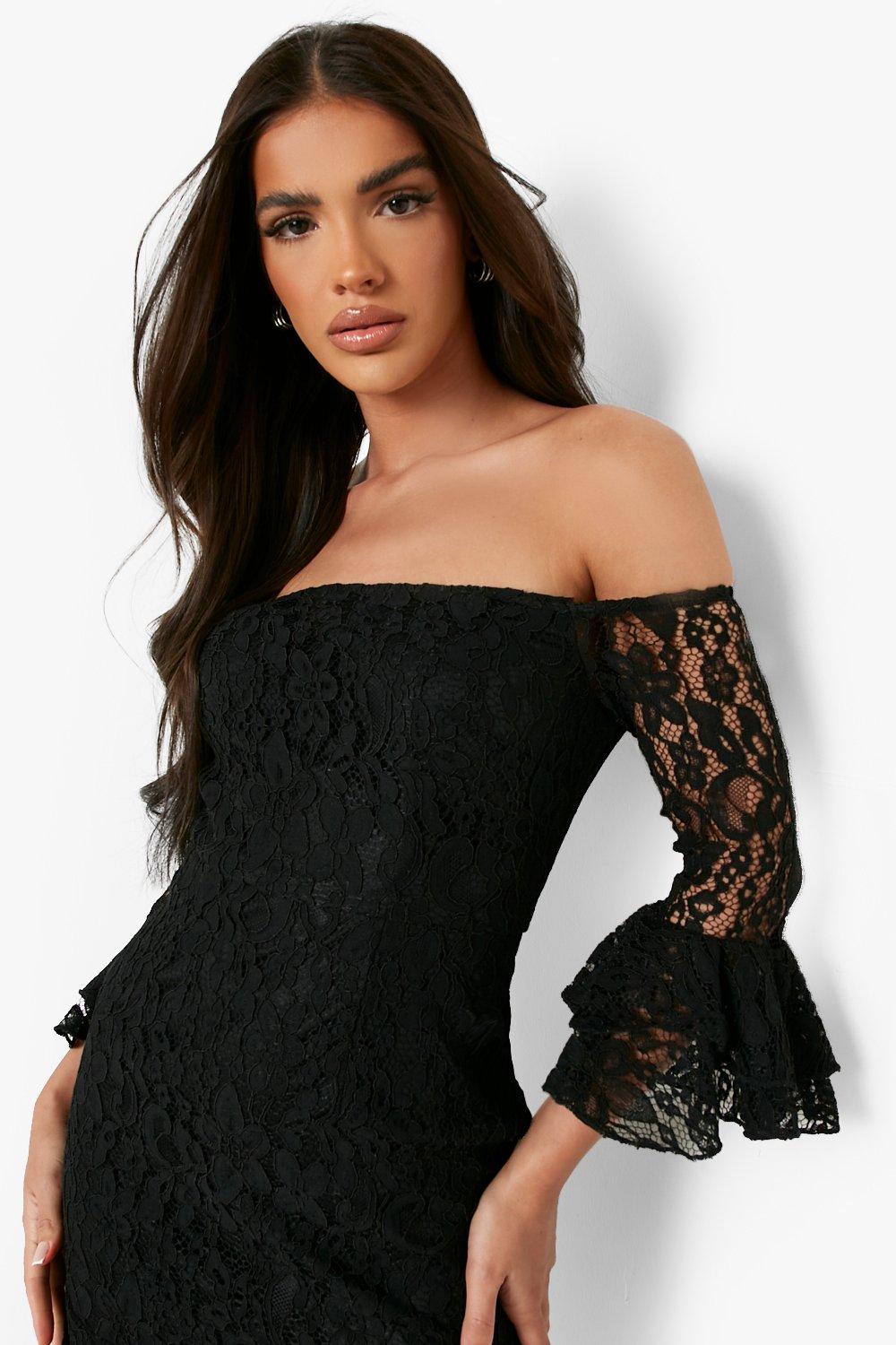 Bardot lace sale peplum dress