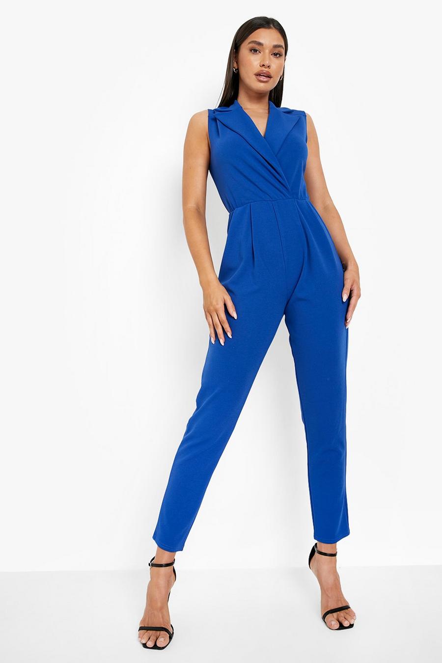 Cobalt blue Sleeveless Tailored Jumpsuit