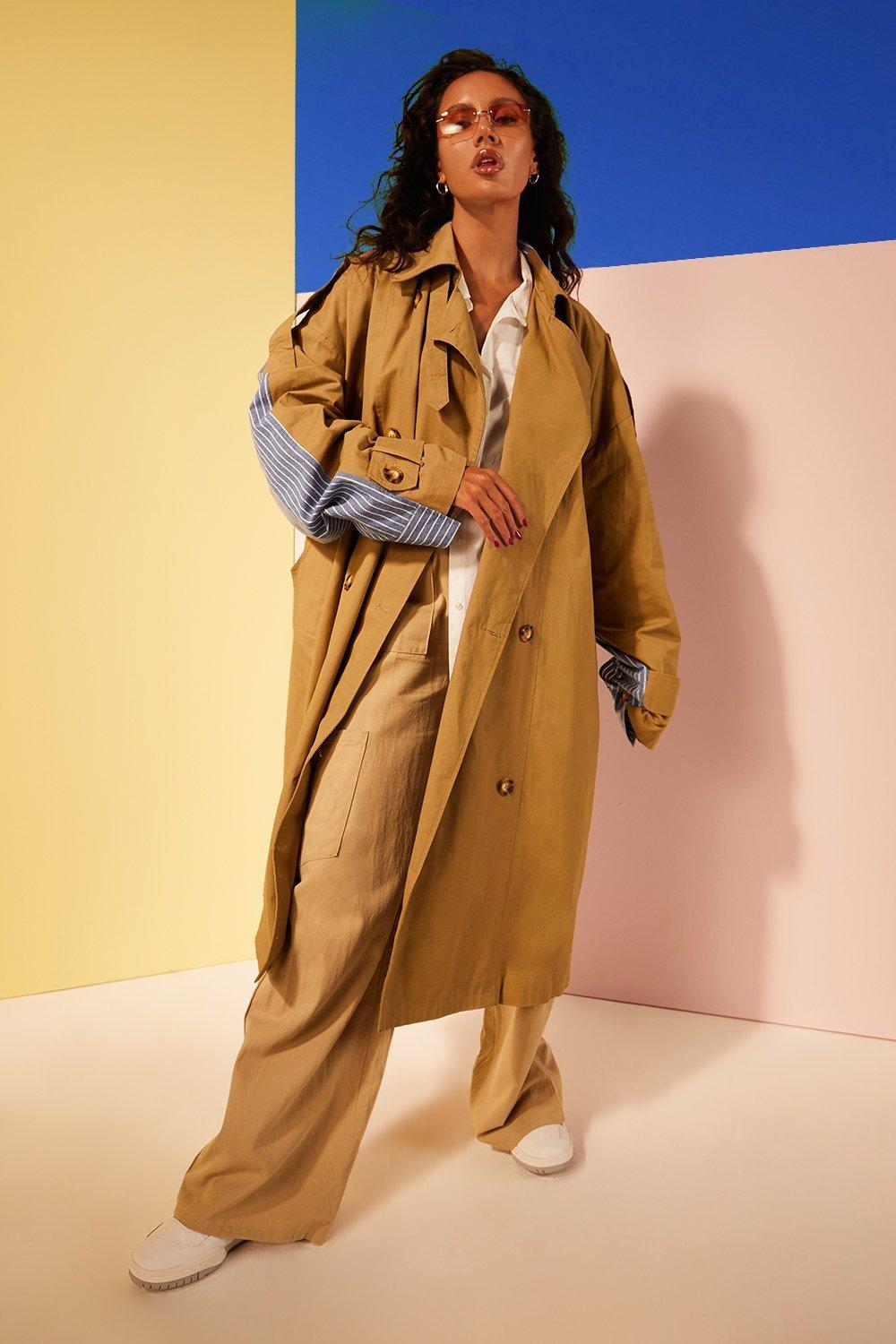 Hooded Oversized Belted Trench Coat