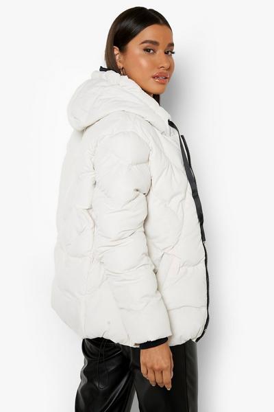 boohoo stone Quilt Detail Hooded Puffer