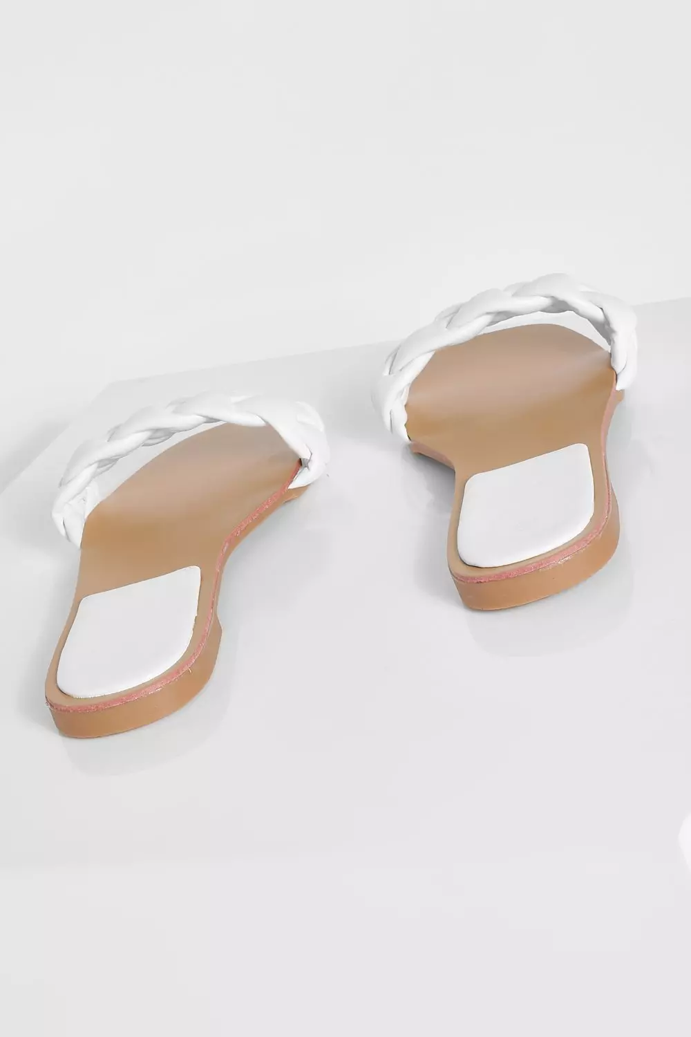 White Plait Detail Square Toe Mule Slider alternative image