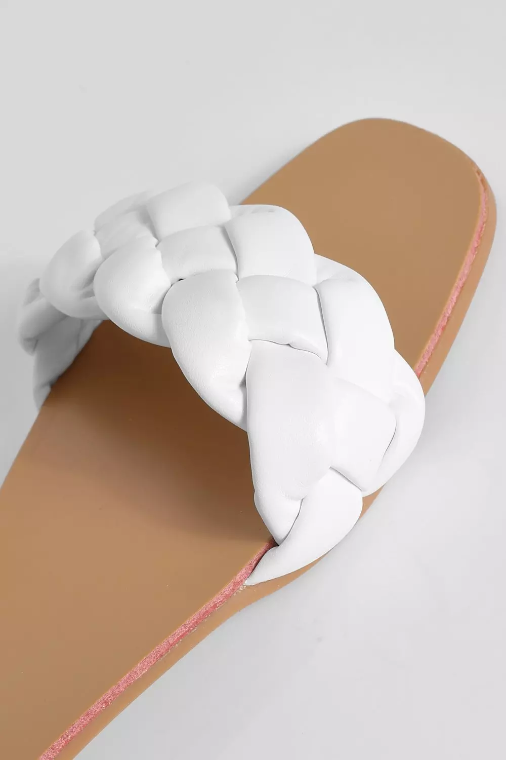 White Plait Detail Square Toe Mule Slider alternative image