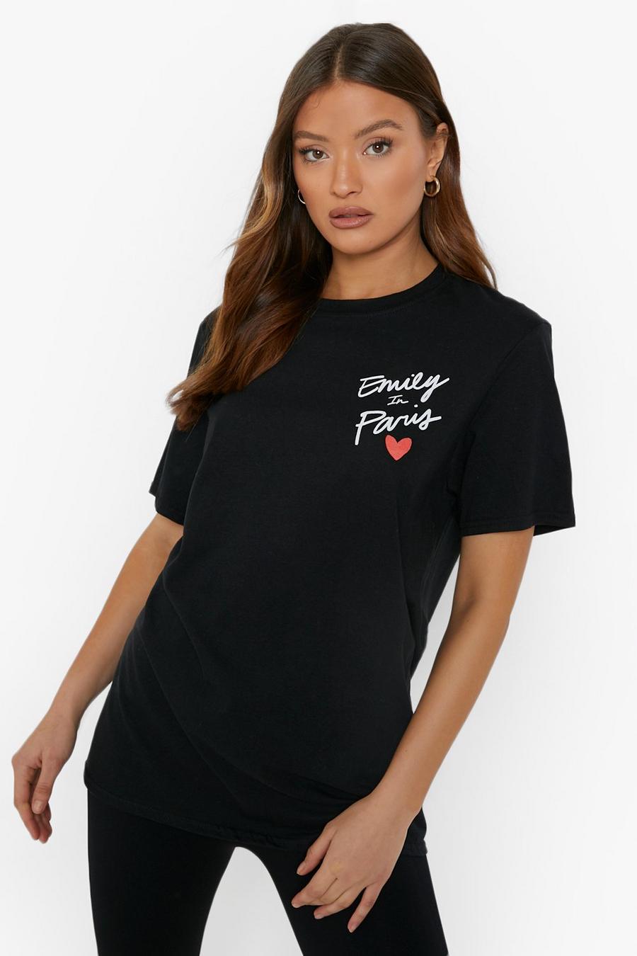 Women's Black Emily In Paris License Oversized T-shirt | Boohoo UK