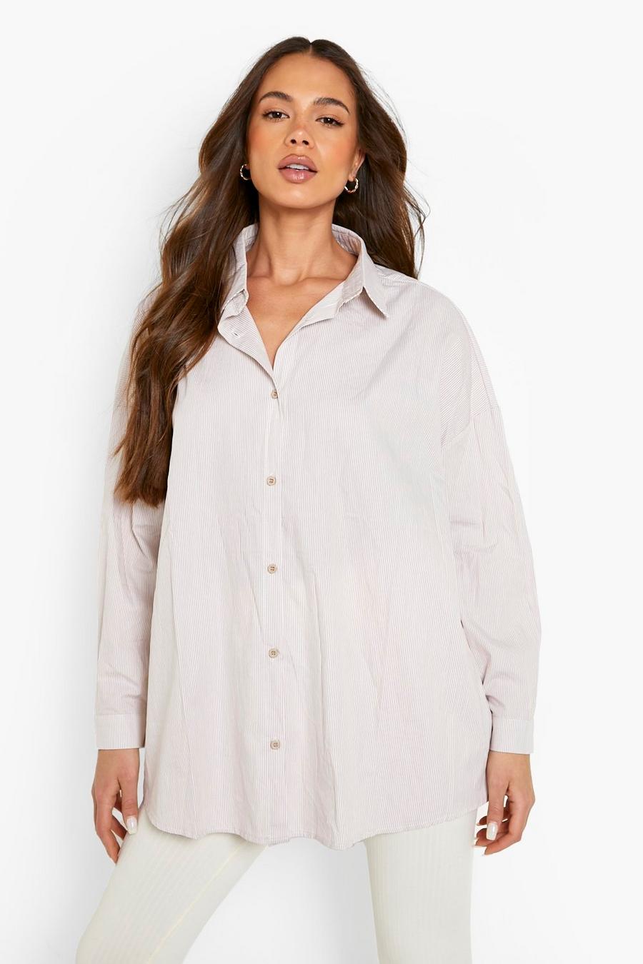 Camicia oversize a righe verticali, Stone image number 1