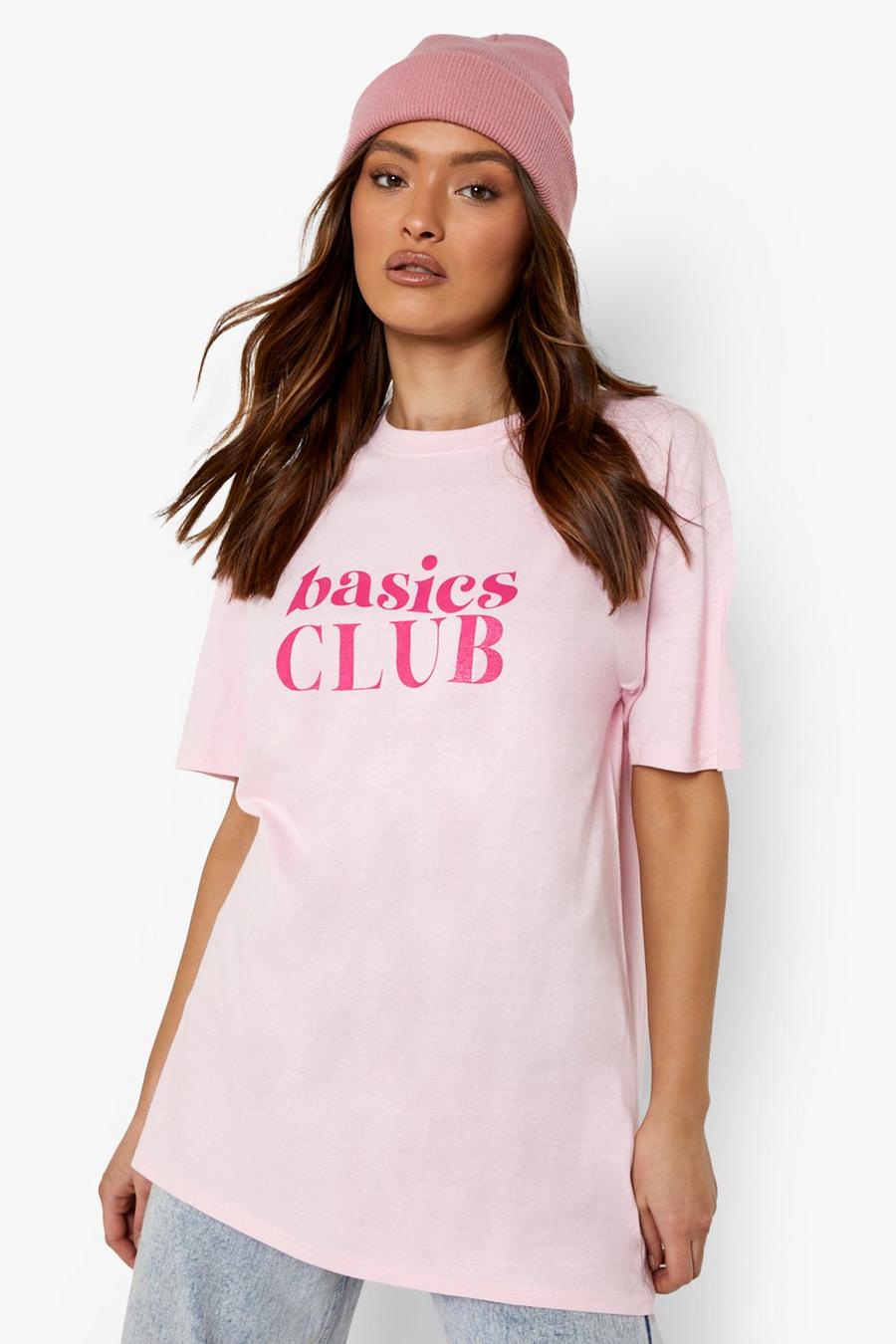 Oversize T-Shirt mit Basics Club Print, Pink image number 1
