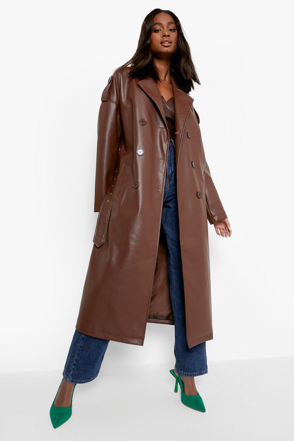 Faux Leather Trench