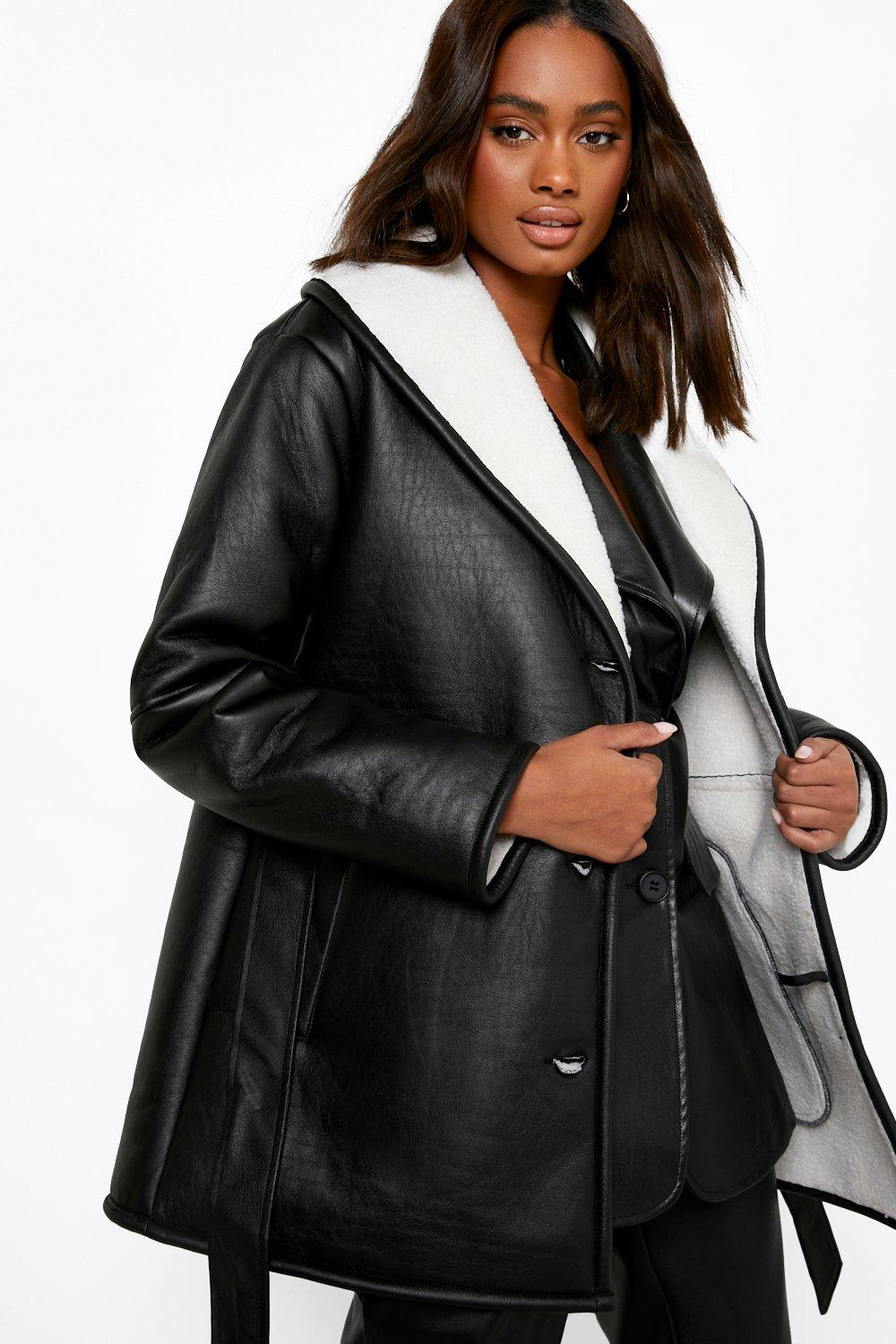 Boohoo faux fur outlet aviator jacket