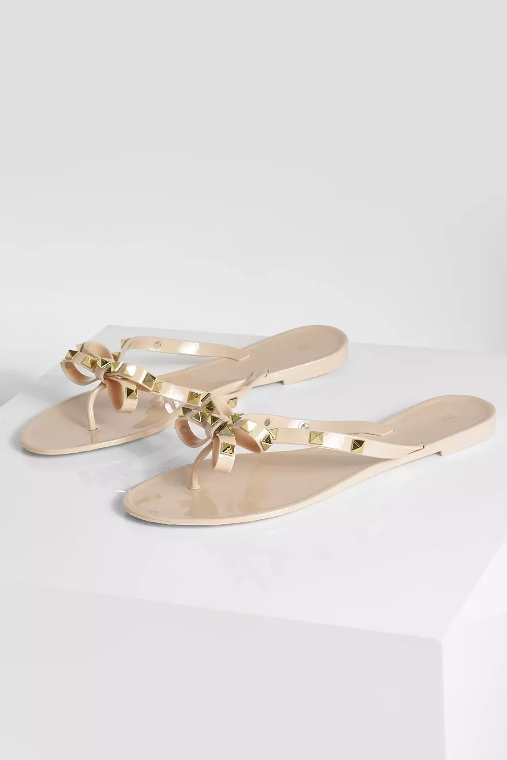 Wide Fit Studded Bow Jelly Flip Flop