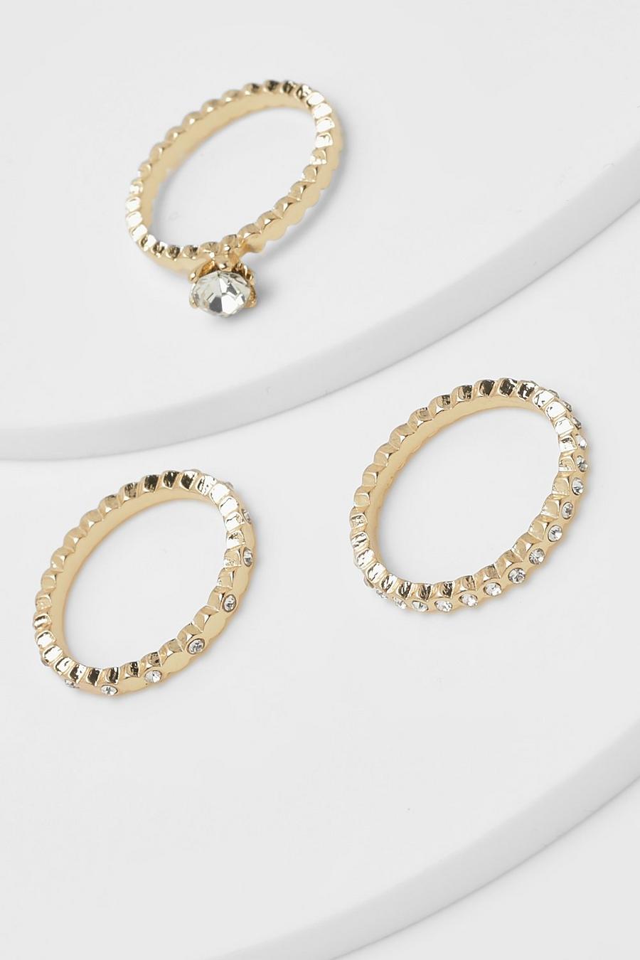 Gold Thin Chain Link Ring 3 Pack image number 1