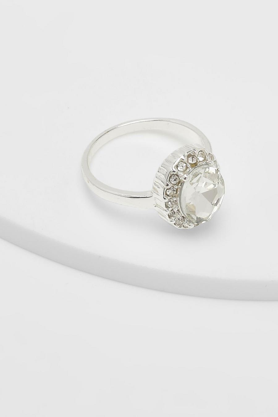 Silver Diamante Embellished Ring image number 1