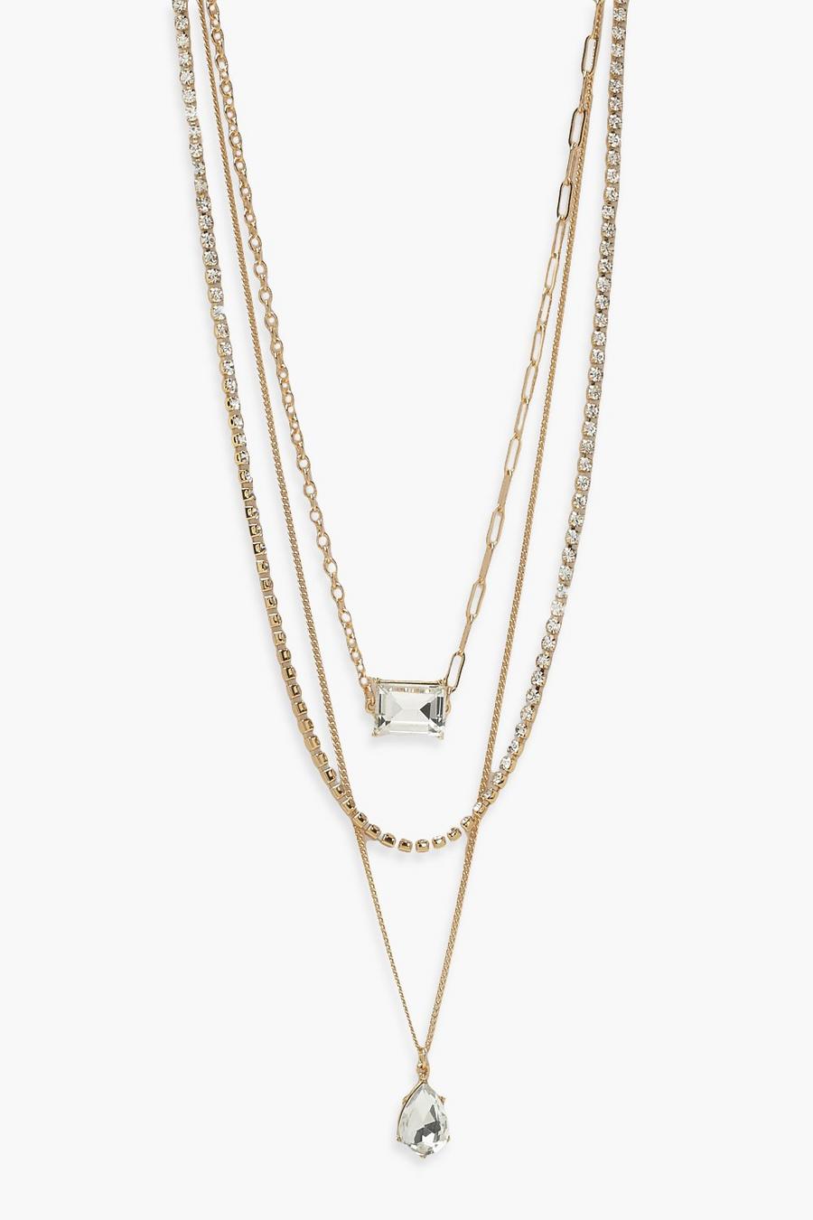 Gold Diamante Chain Layered Necklace image number 1