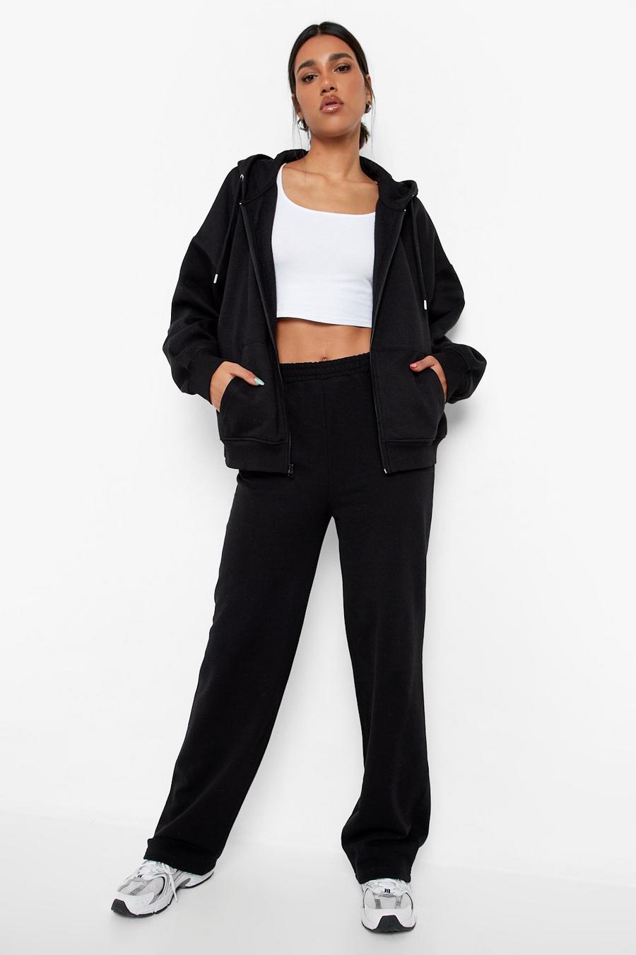 Black Tailored Slouchy Track Pants image number 1