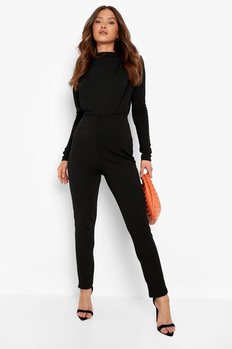 Black nero High Neck Rouched Jumpsuit