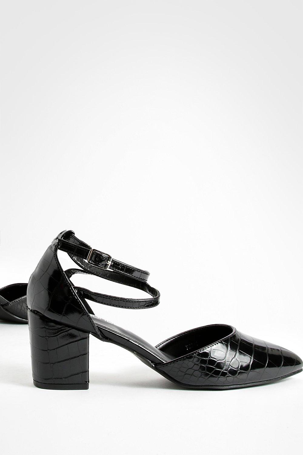 Pointed Low Block Heels boohoo UK