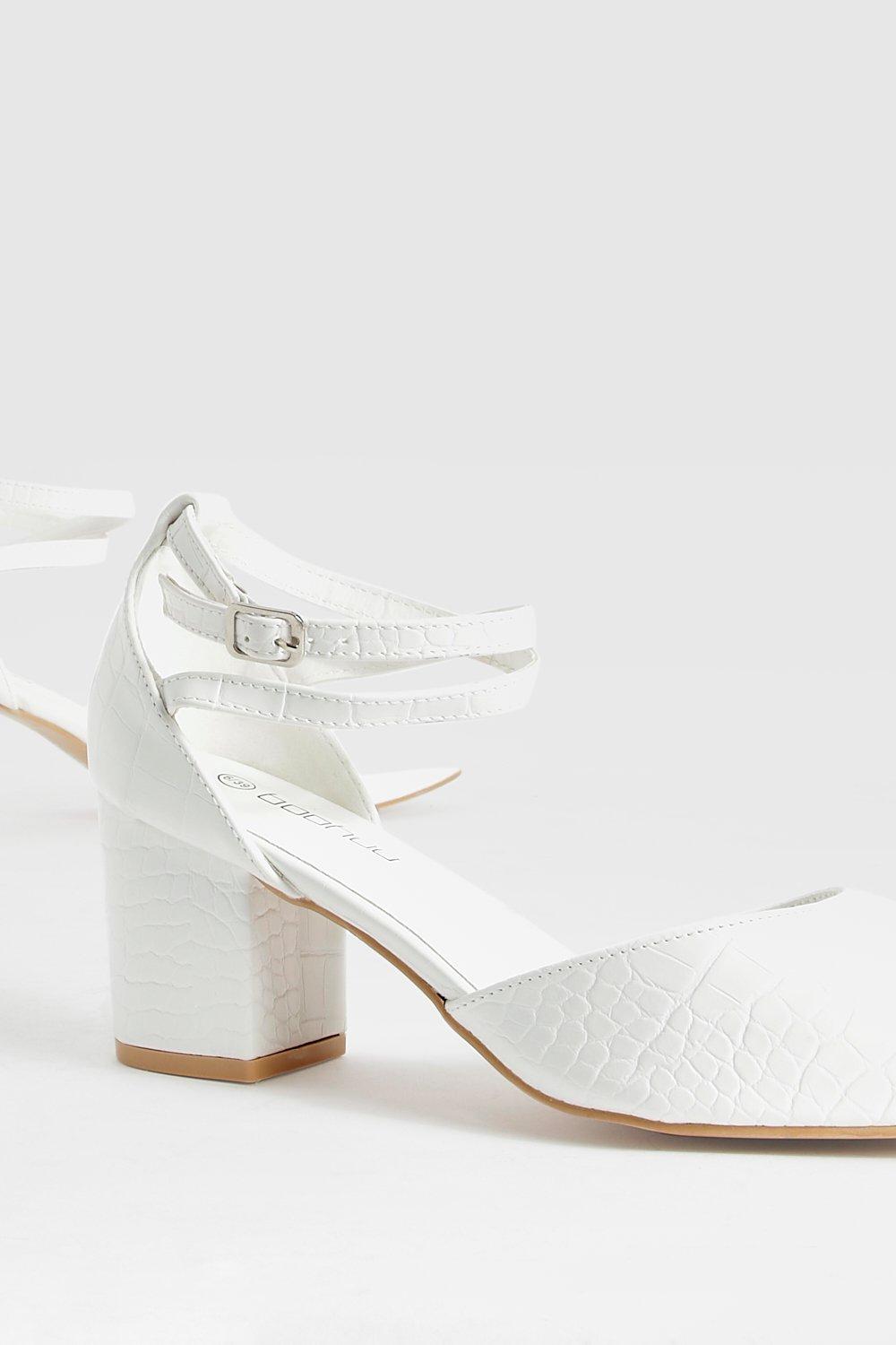 White croc outlet heels