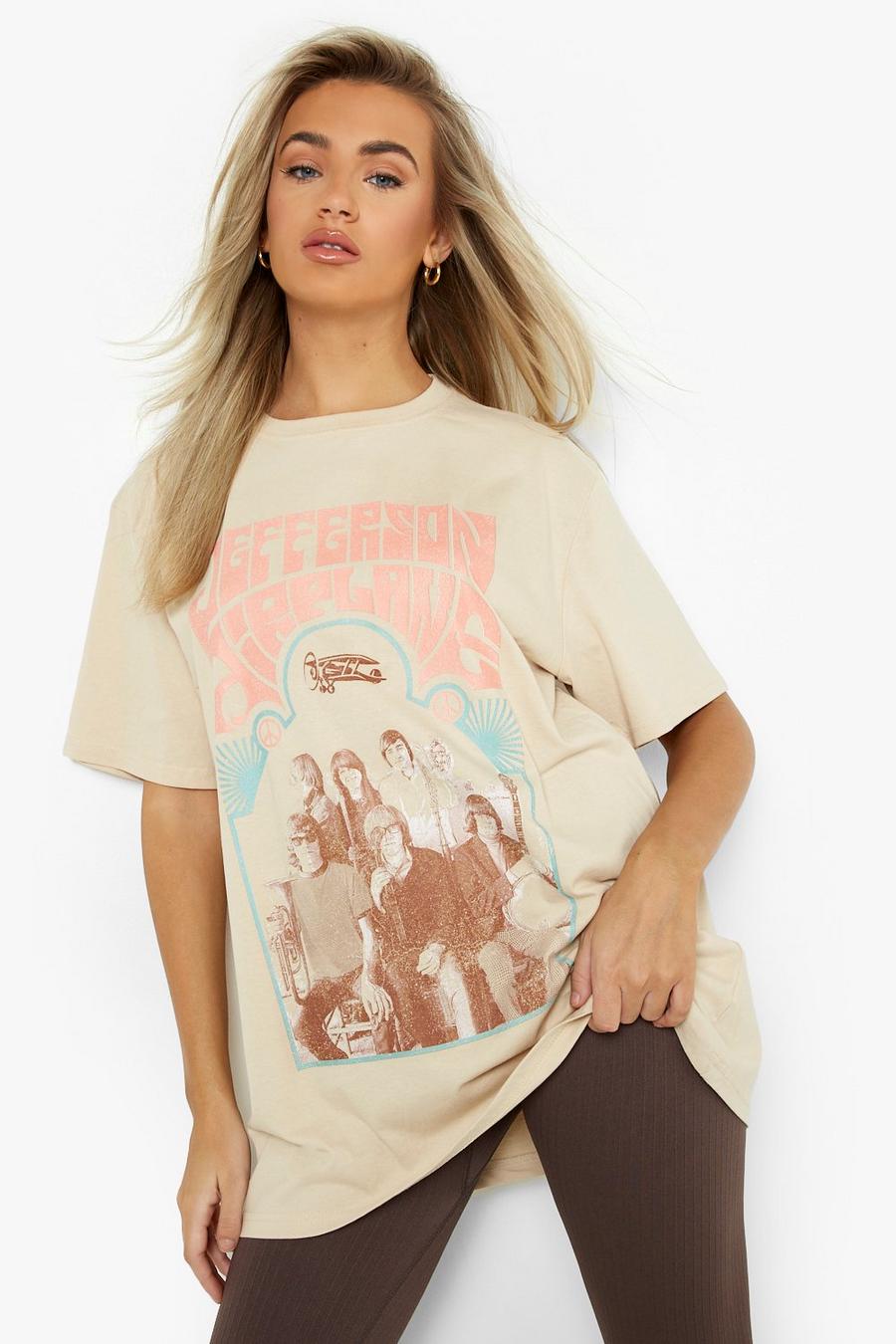Stone beige Jefferson Airplane Oversize t-shirt med tryck