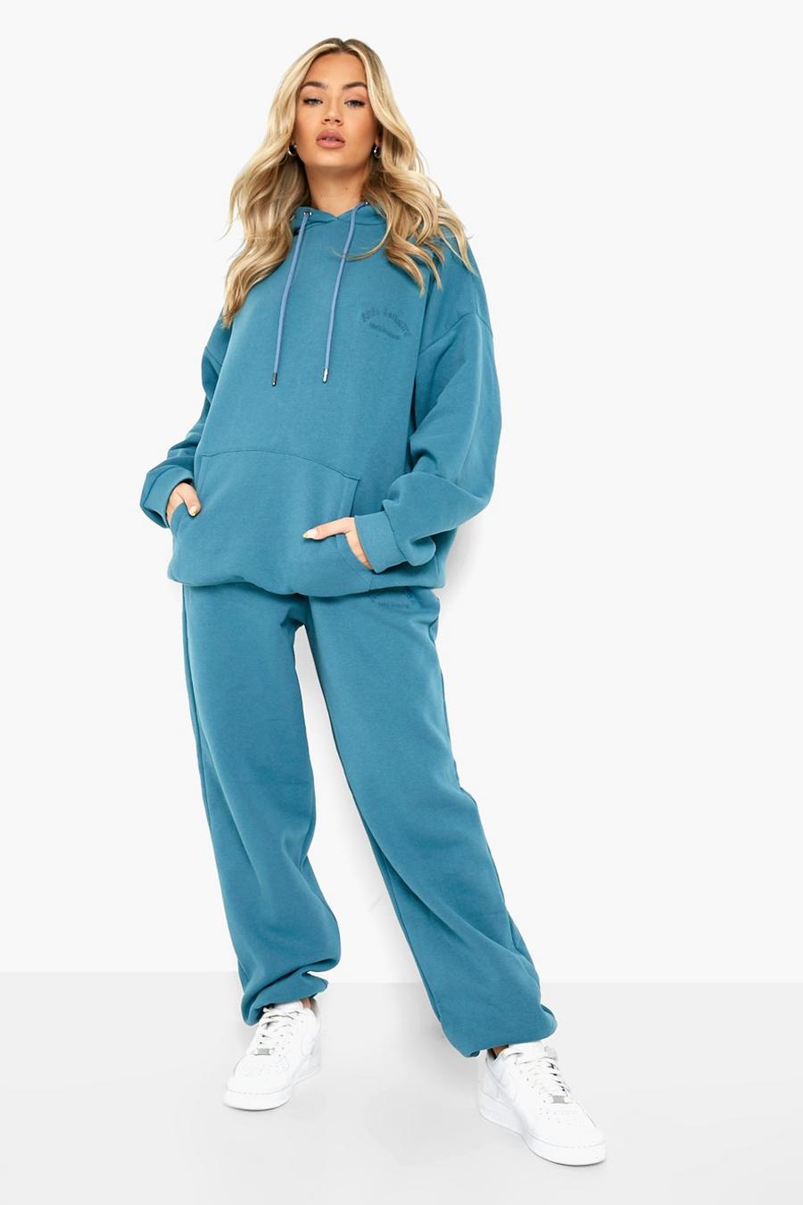 Teal Oversized Ofcl Studio Embroidered Tracksuit image number 1