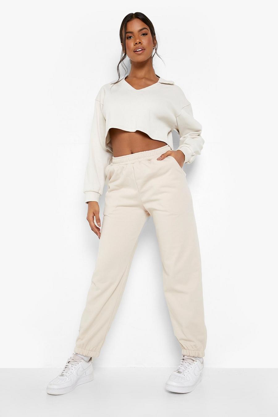 Stone Rib Crop Top And Jogger Tracksuit image number 1