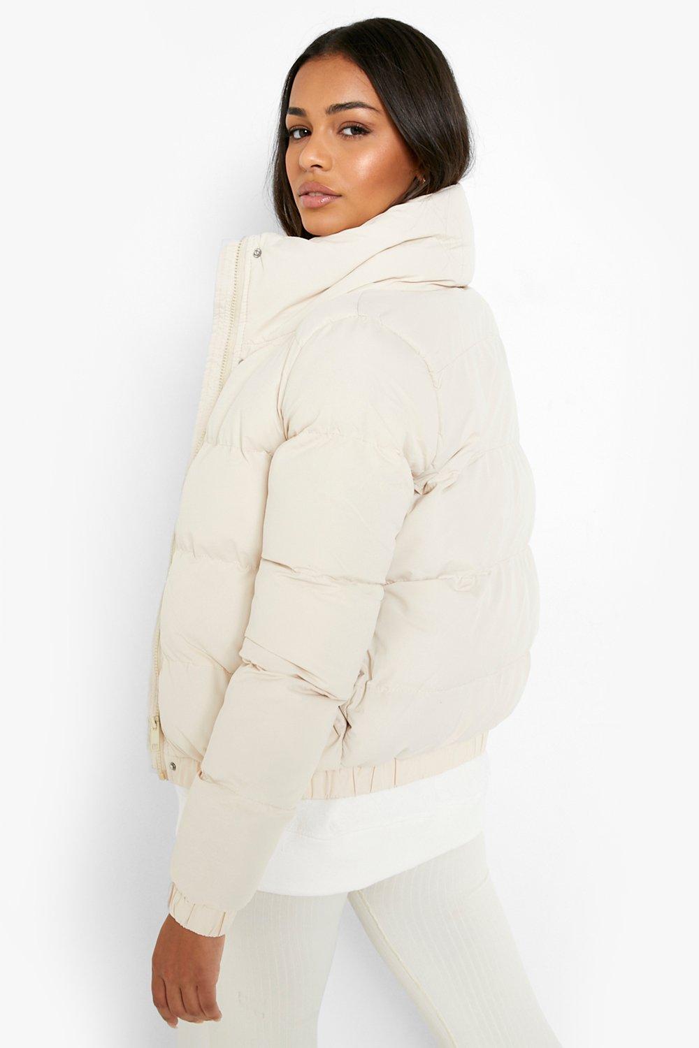 funnel neck puffer jacket women's