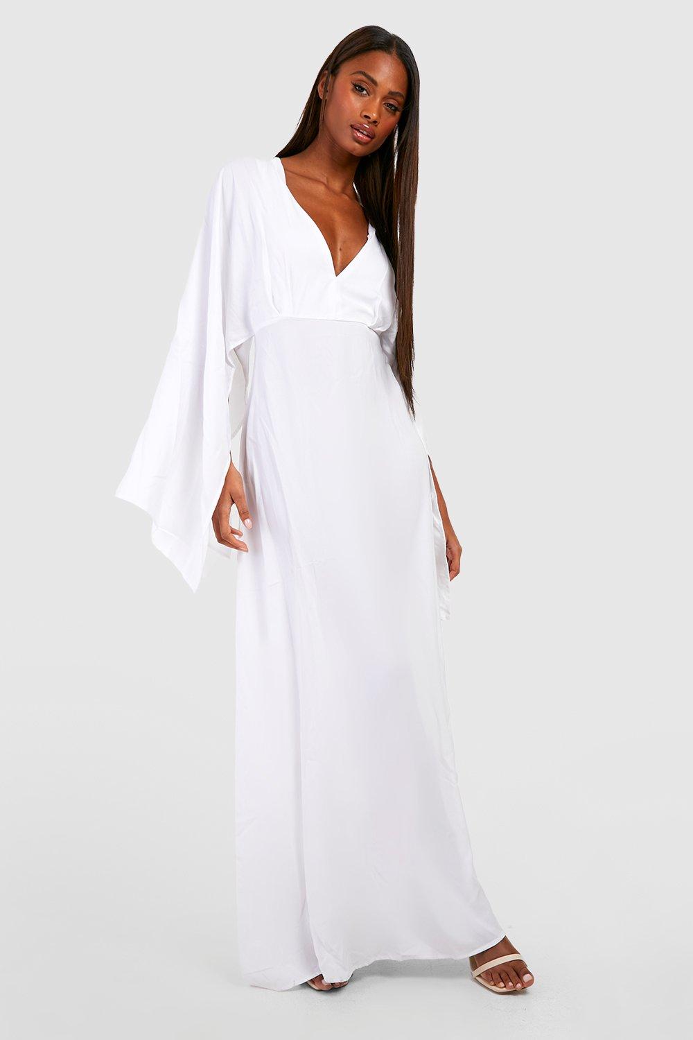 Women's Plunge Wide Sleeve Maxi Dress