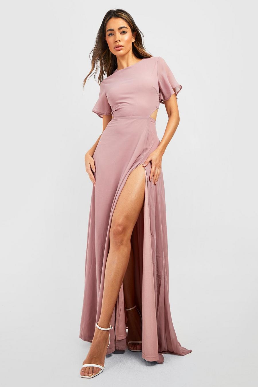 Mink שמלת שיפון מקסי עם חיתוכים image number 1