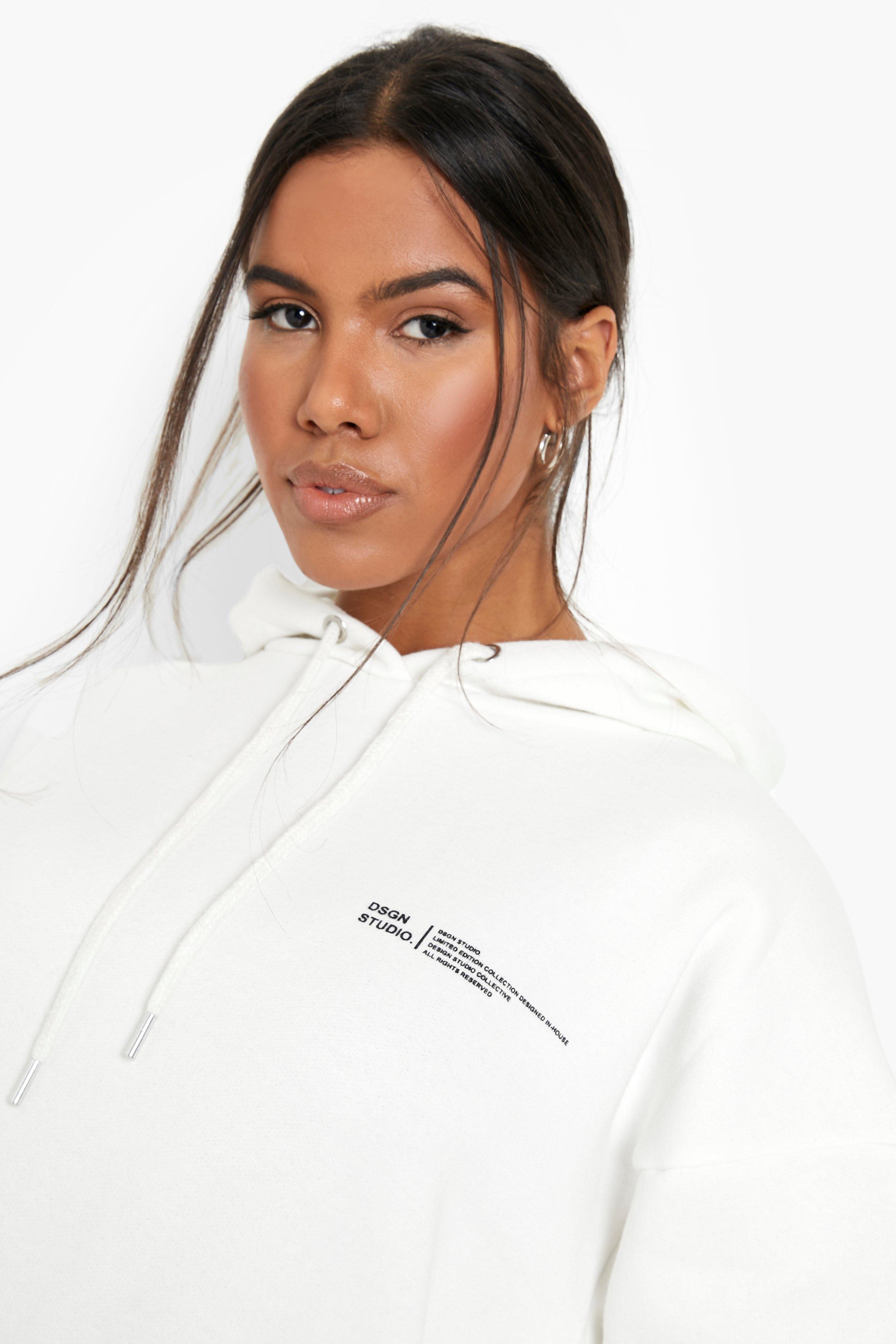 Boohoo white outlet hoodie