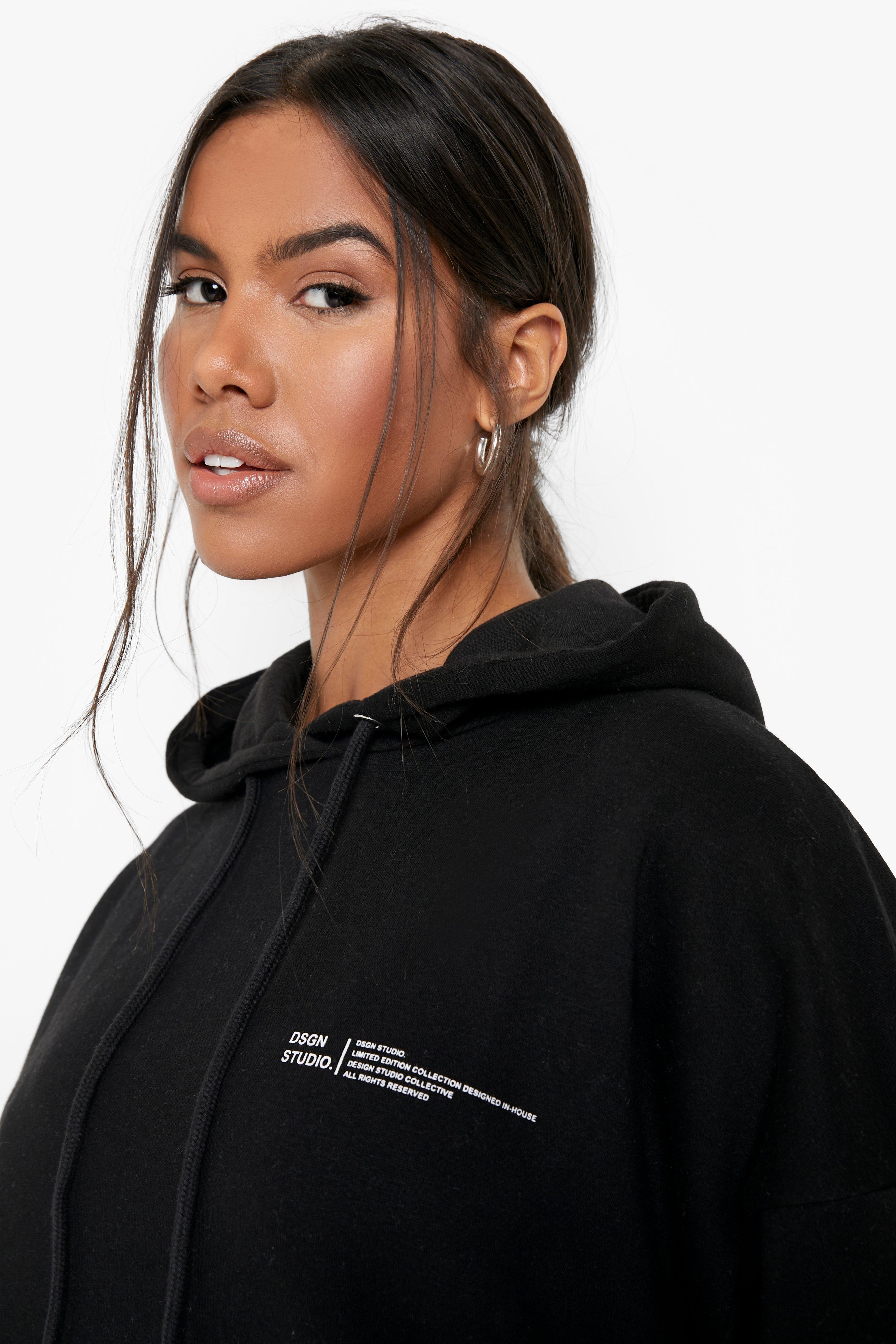 Boohoo black hoodie sale