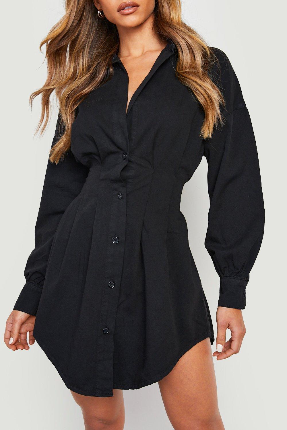 Cinched Waist Denim Shirt Dress | boohoo IE