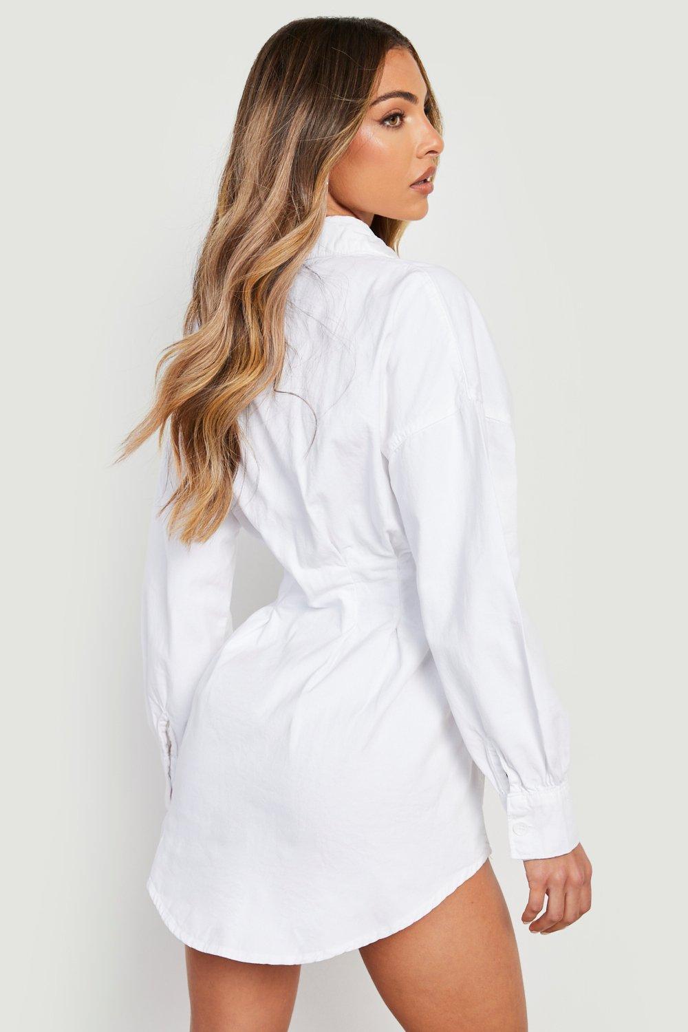 Boohoo white 2024 denim dress