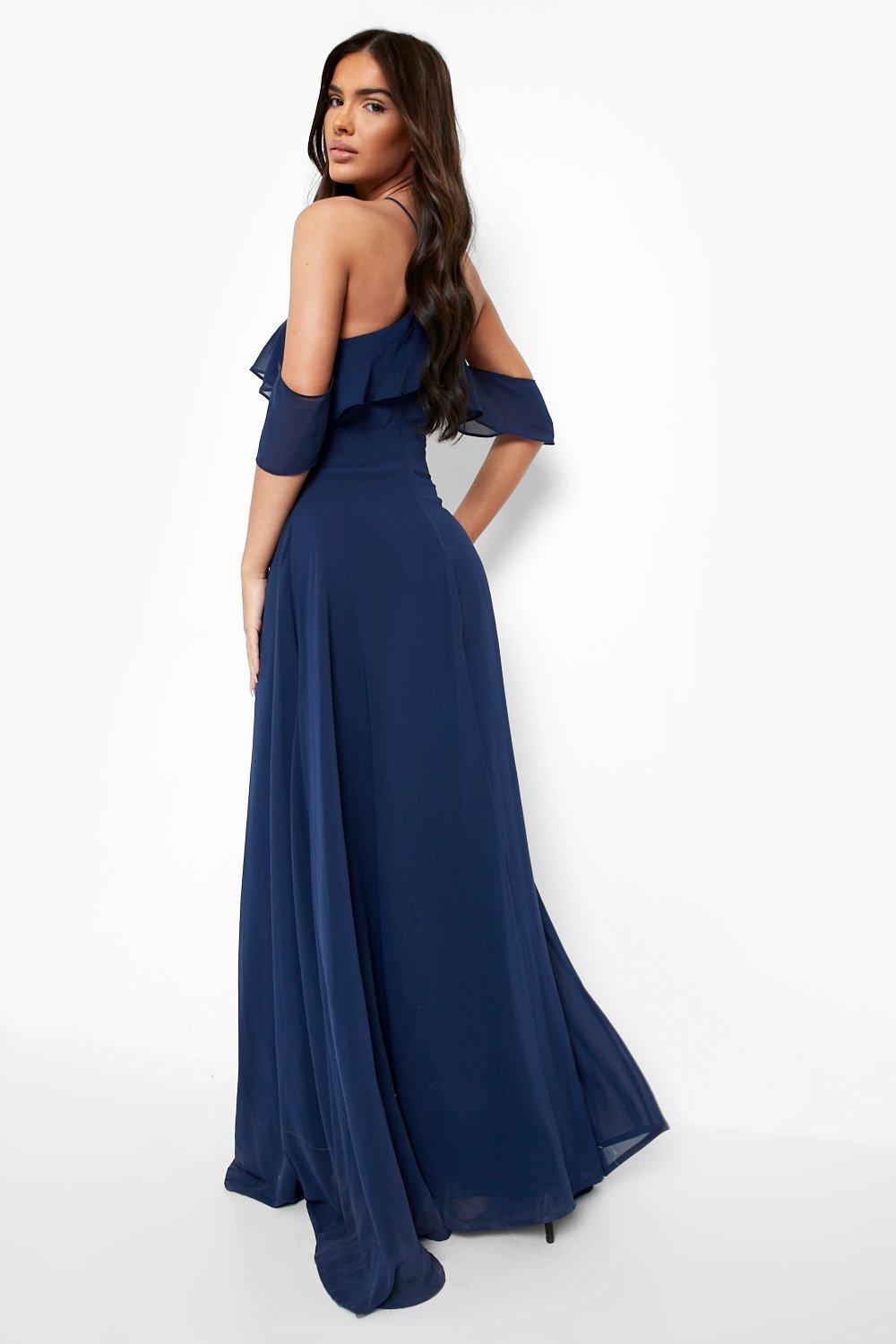 Boohoo navy 2025 maxi dress