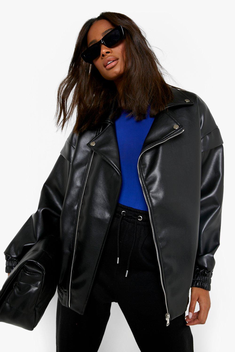 oversized faux leather blazer