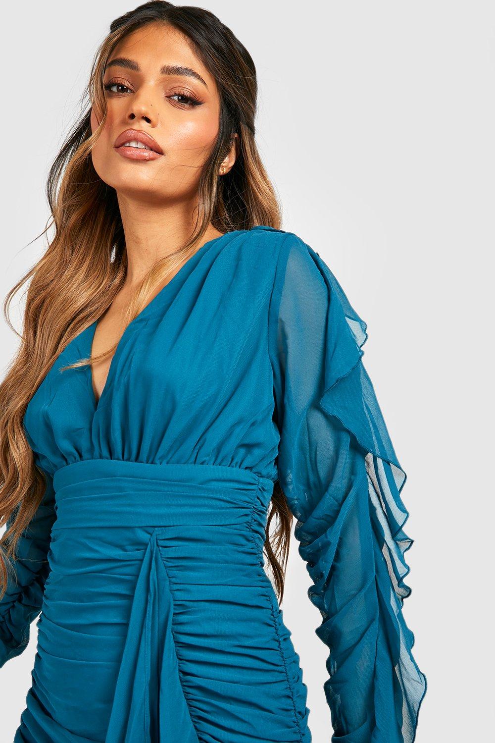 Teal deals dress boohoo