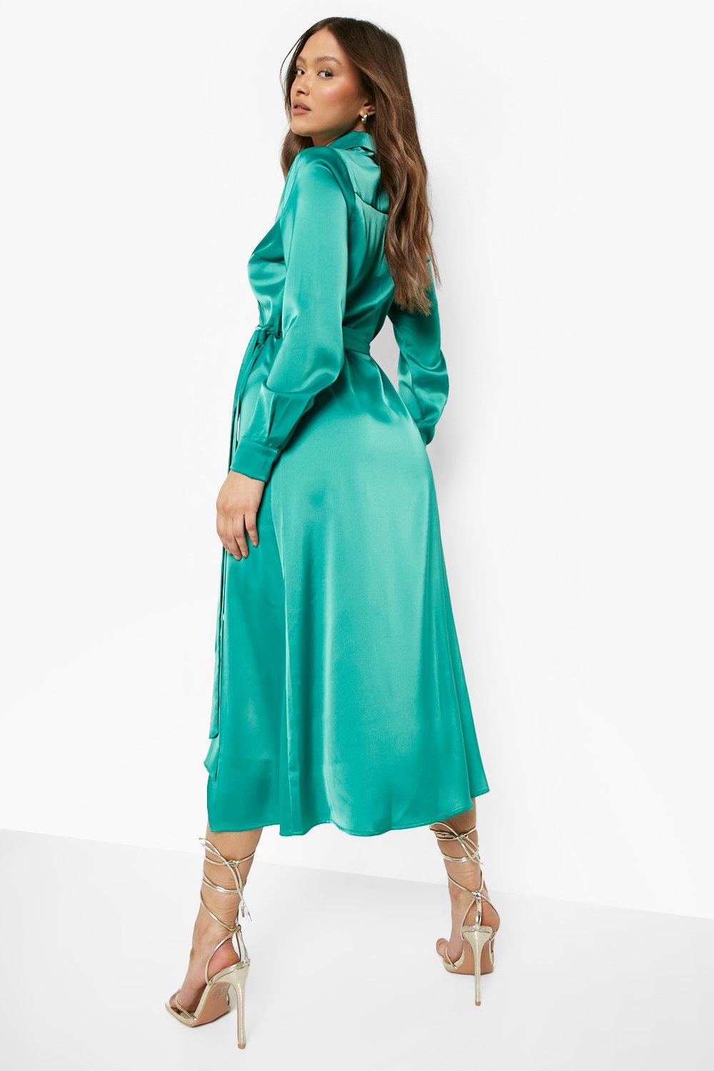 Boohoo satin hotsell midi dress