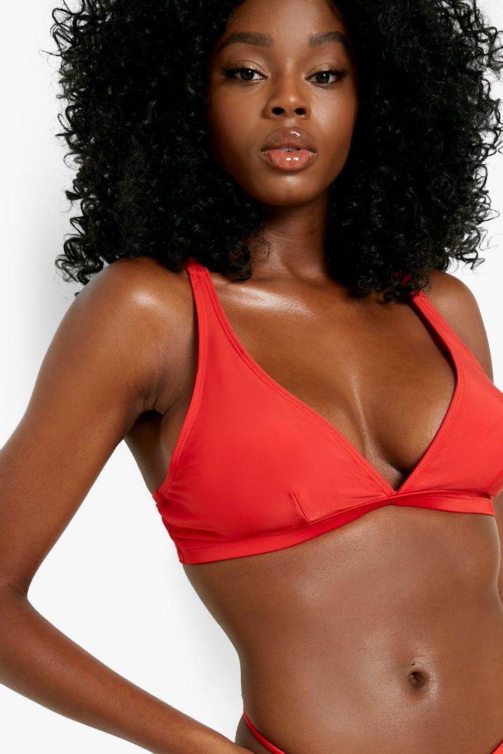 Red padded cheap triangle bikini