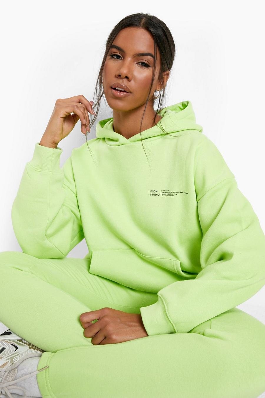 Lime Dsgn Text Printed Hooded Tracksuit image number 1