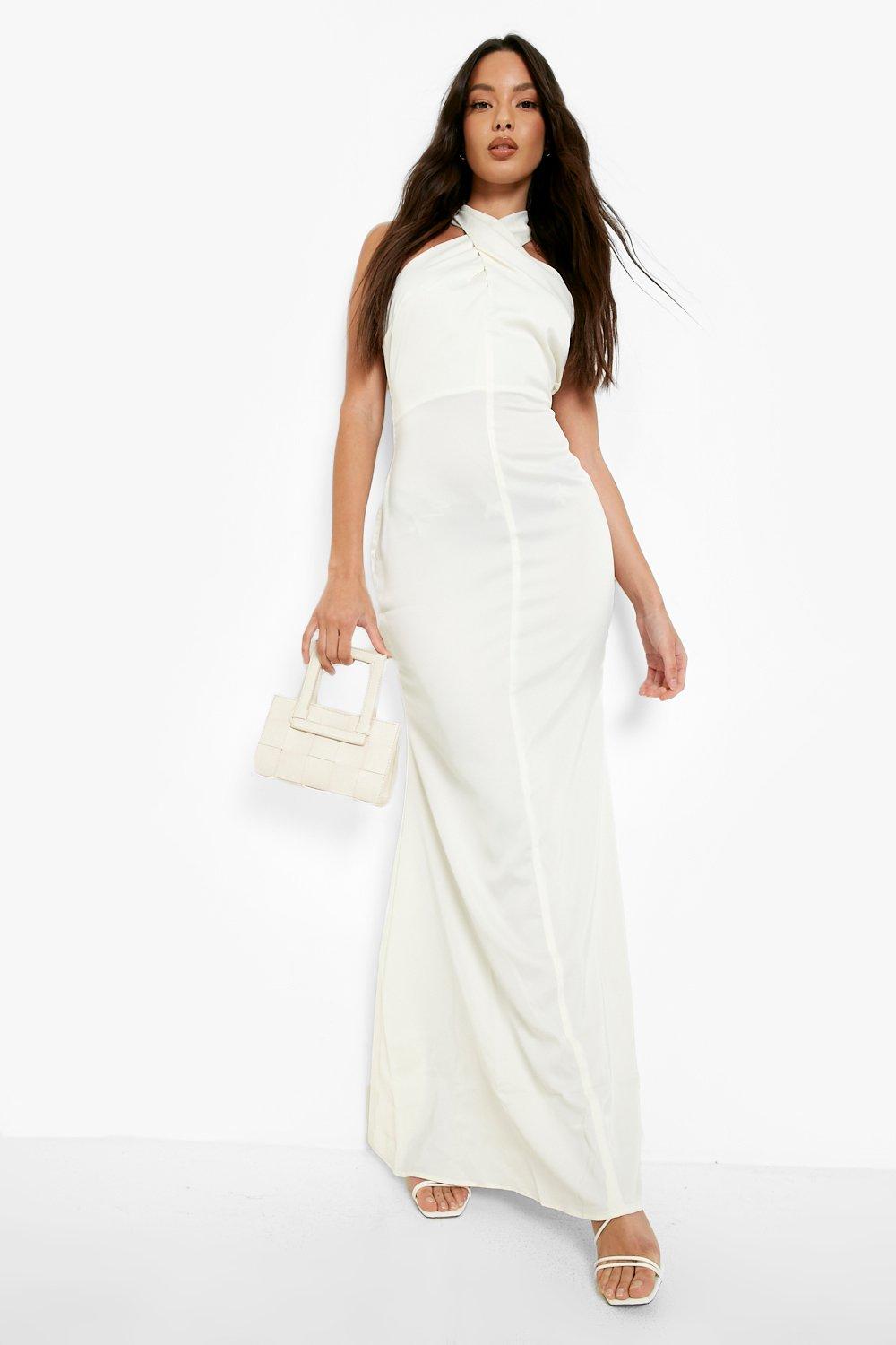 Cross neck hot sale maxi dress