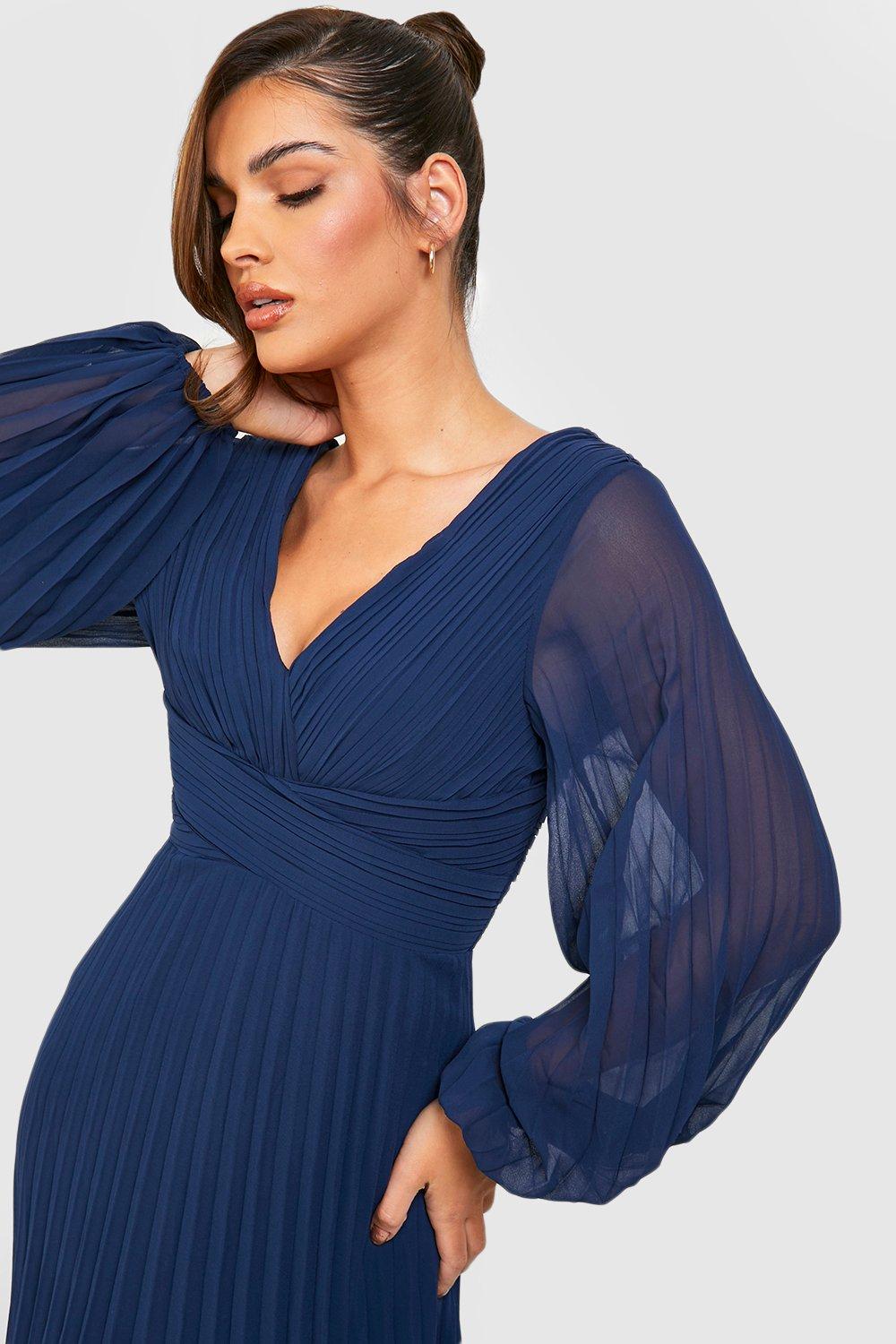 Navy plunge outlet dress