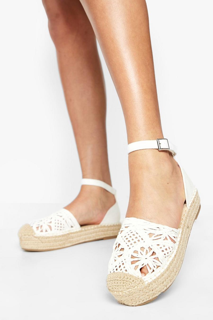 White Woven 2 Part Espadrille image number 1