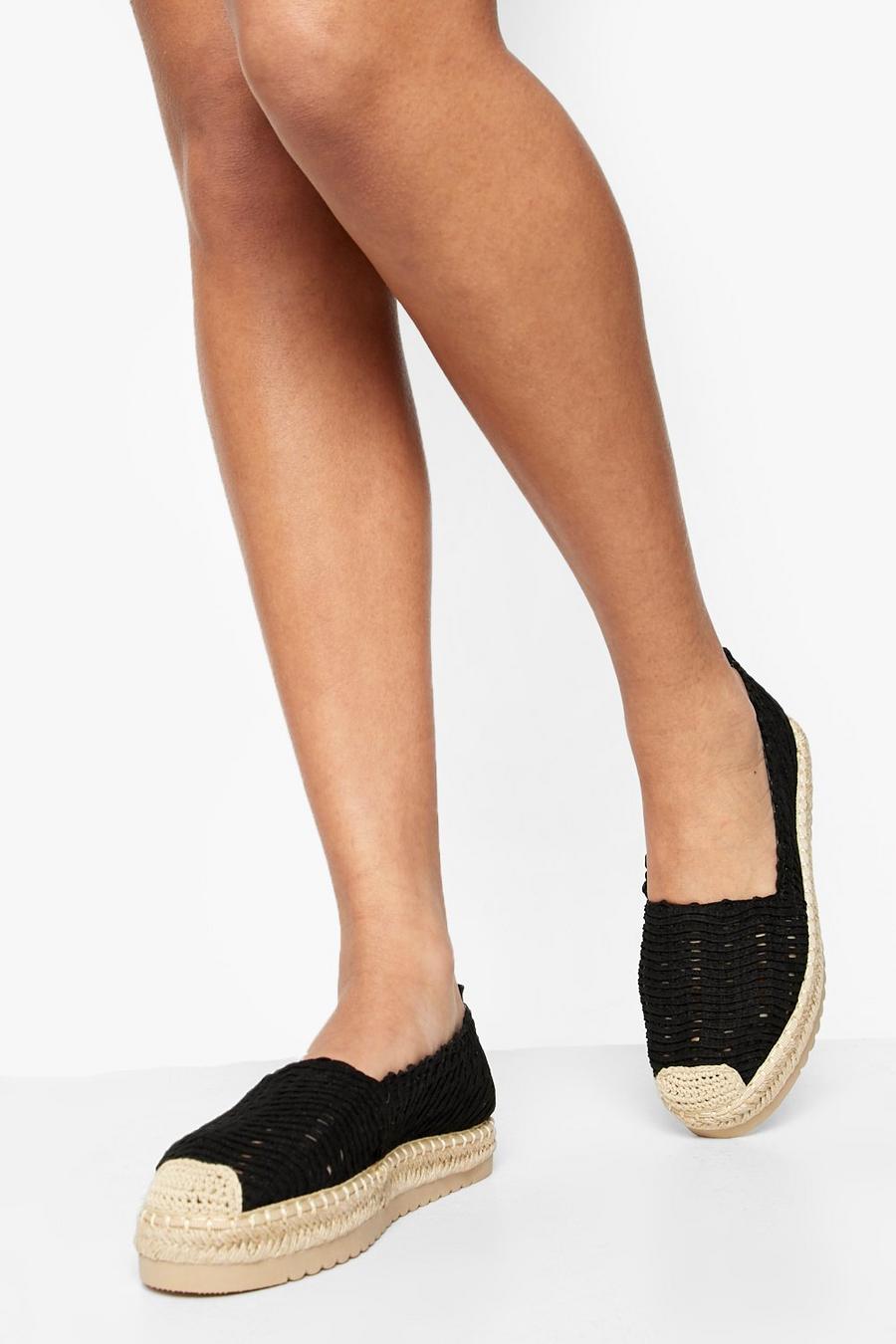 Black Chunky Woven Espadrille image number 1
