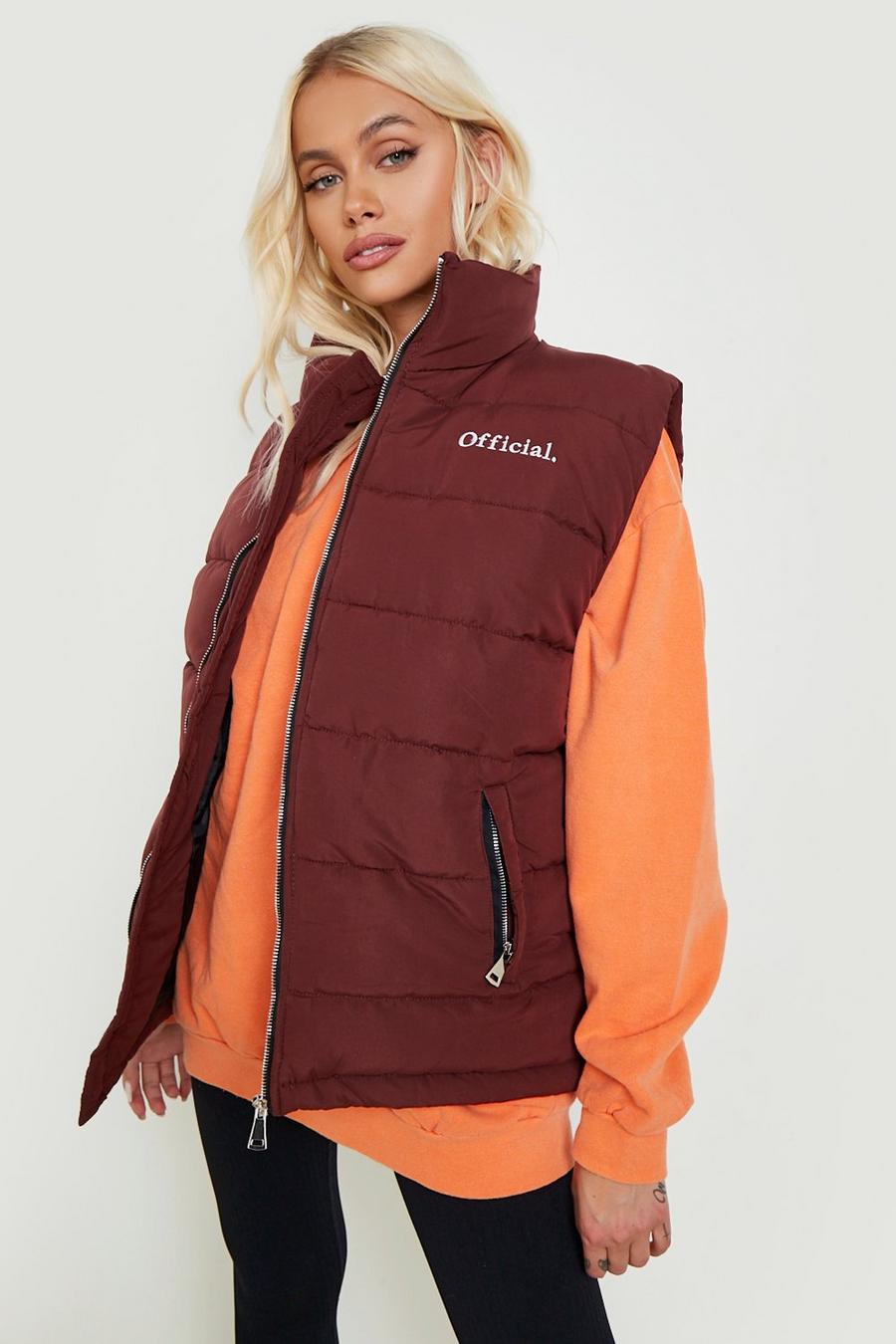 Chaleco oversize Official con cuello alto, Burgundy image number 1