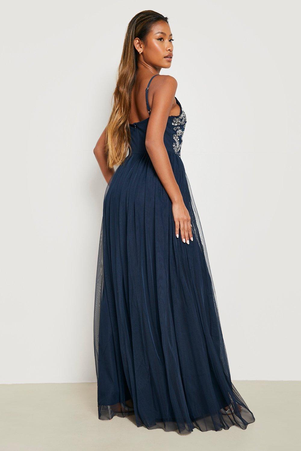 Navy embellished shop bridesmaid dress