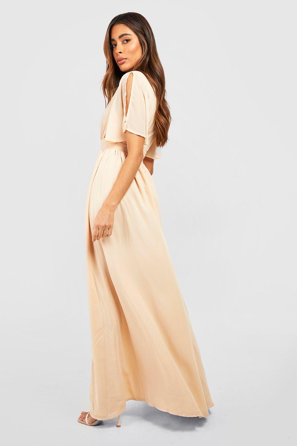 Chiffon Plunge Rouched Maxi Dress boohoo