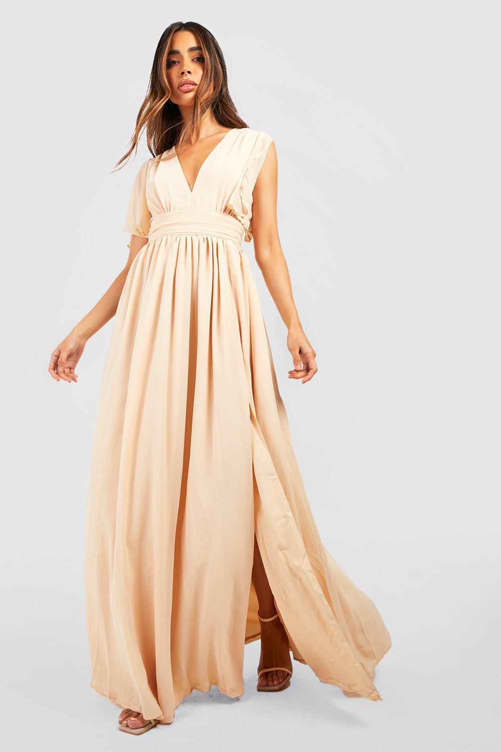 Beige chiffon shop maxi dress