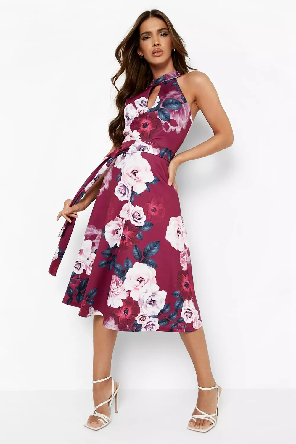 High neck midi skater dress best sale