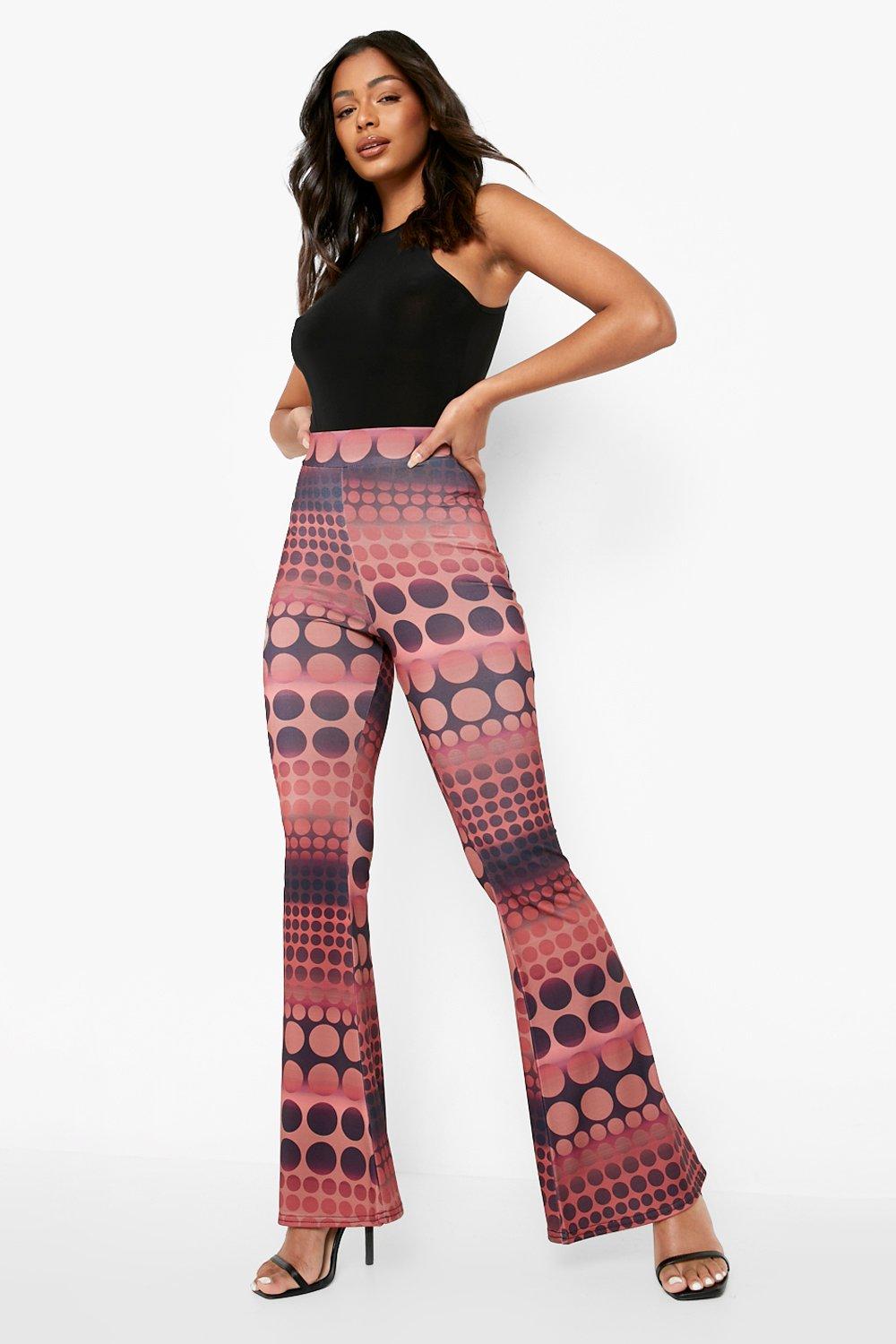 Recycled Circle Print Slinky Flared Pants