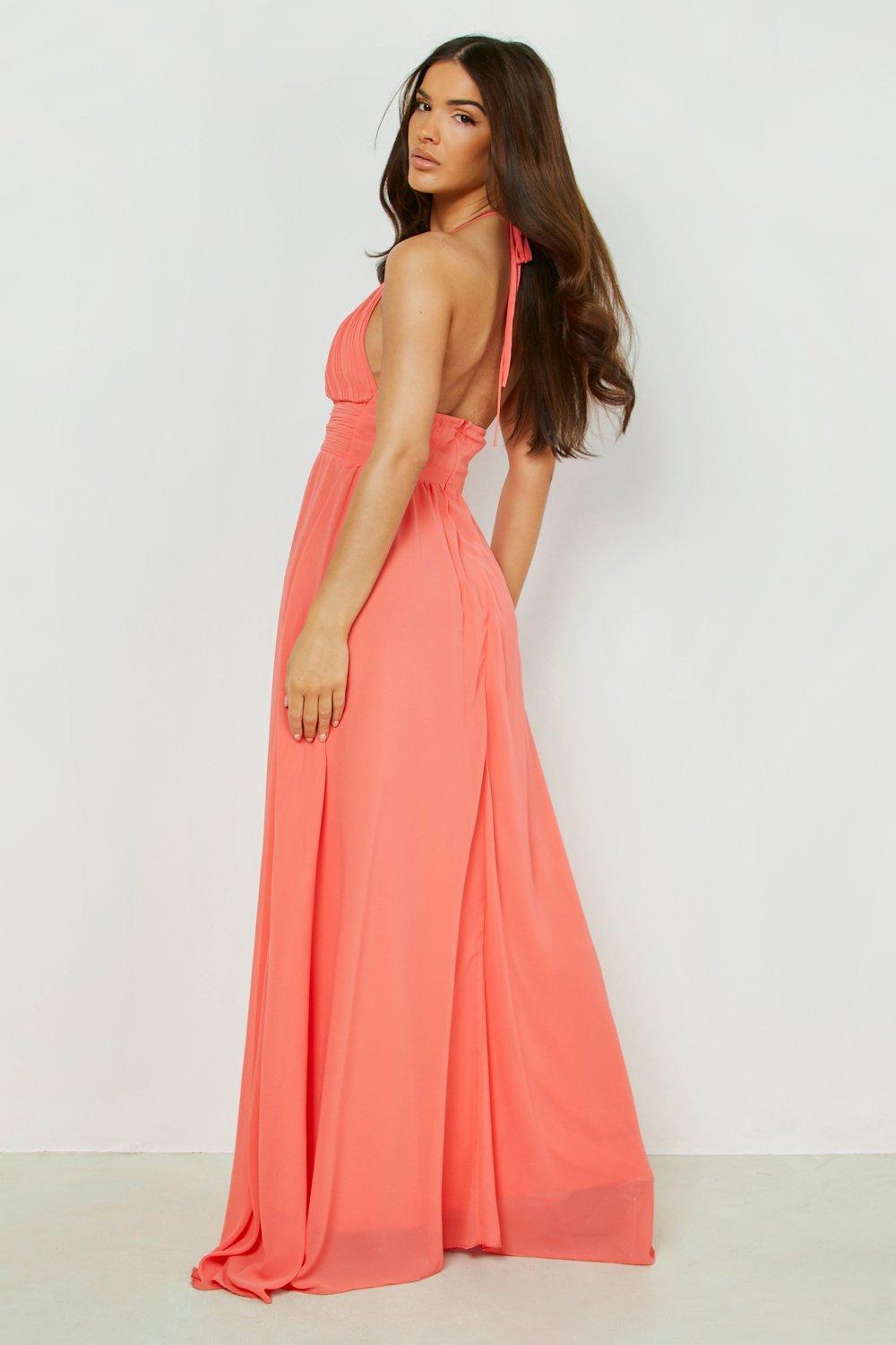 coral pink maxi dress