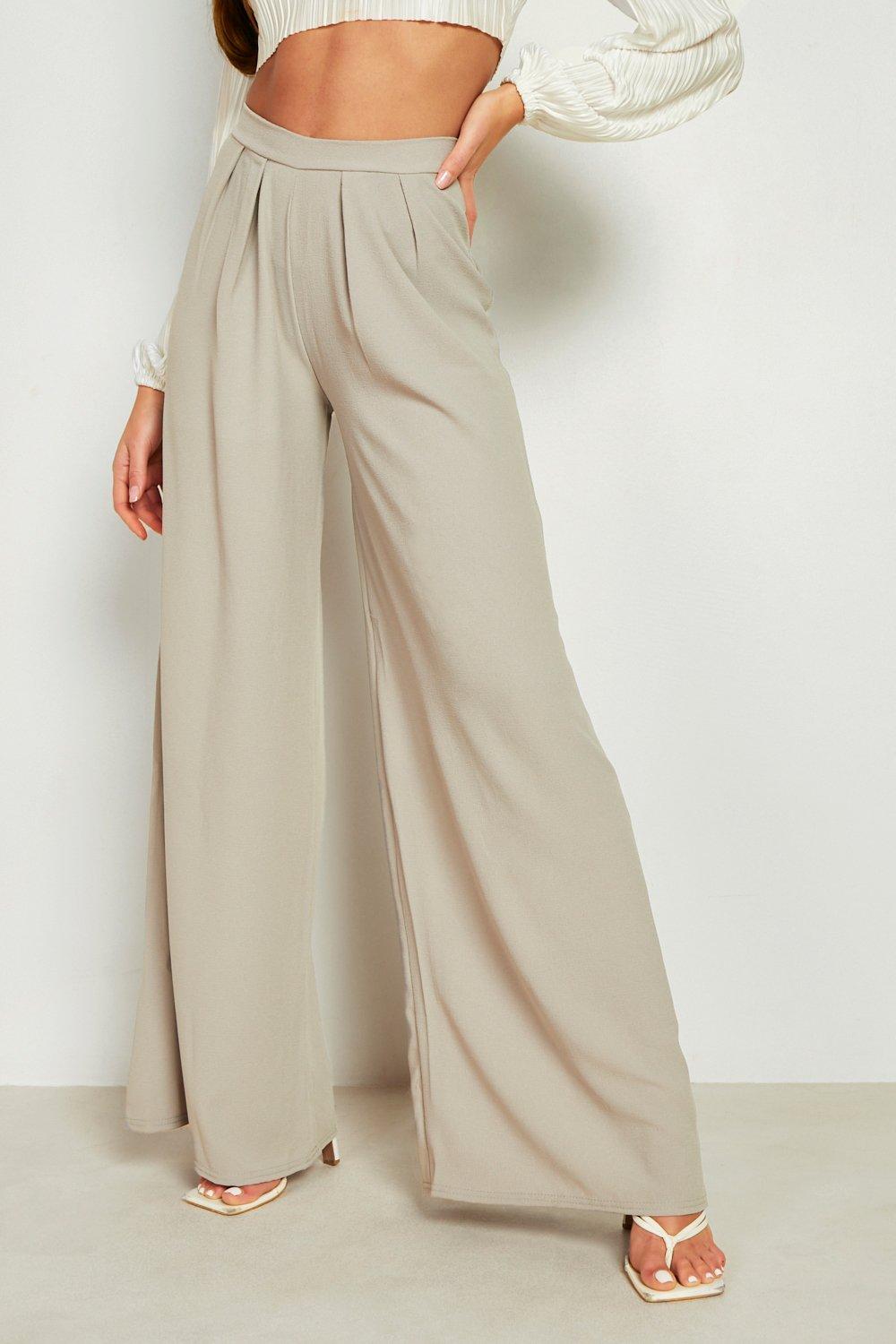 High Waisted Crepe Wide Leg Pants