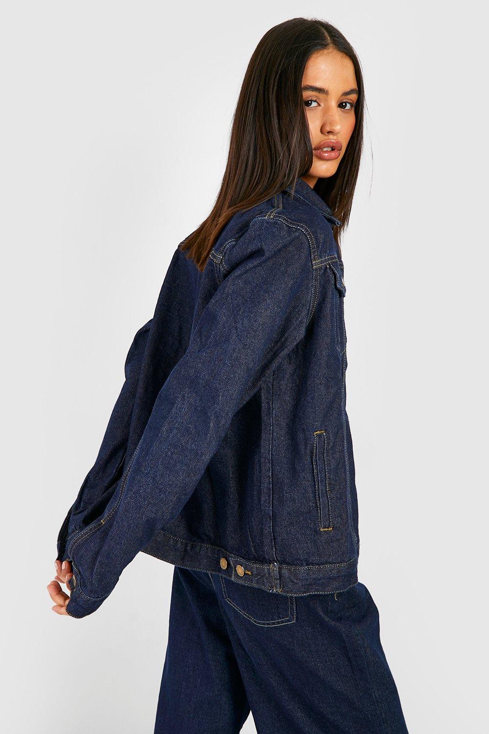 Oversized Denim Jacket - Dark denim blue - Ladies