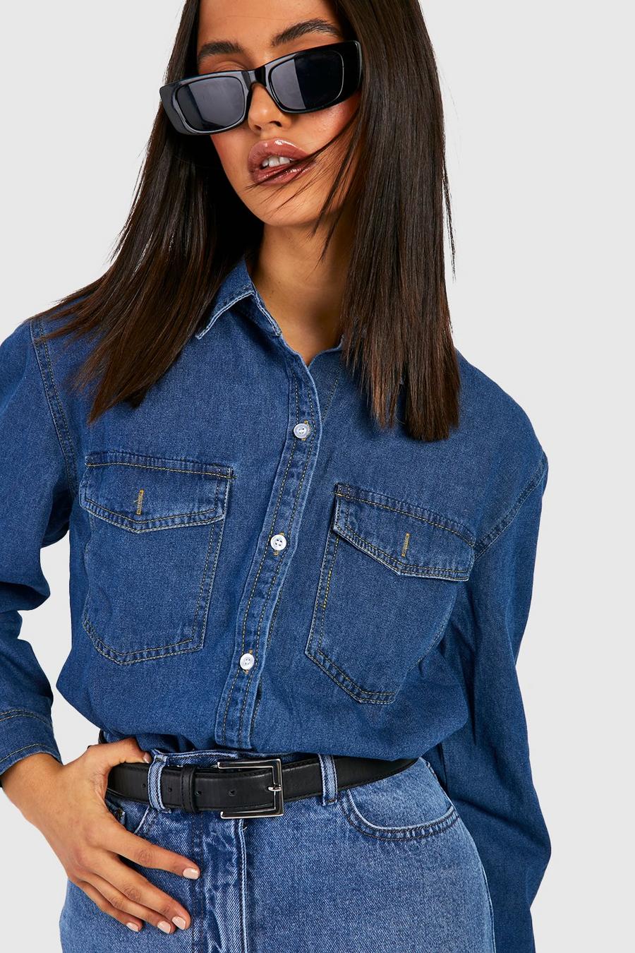 Mid blue Oversized Denim Shirt image number 1